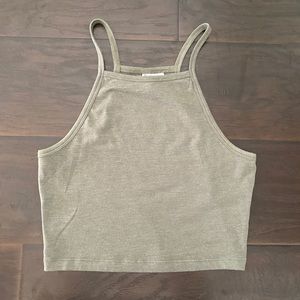 H&M Olive Green Square Neckline Cami Crop Top